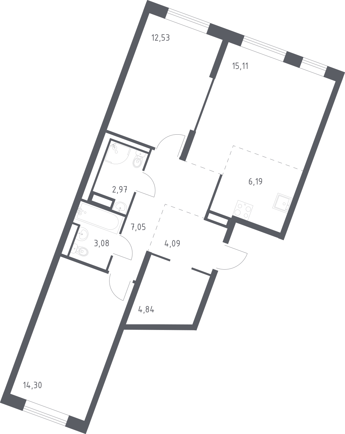 2-комнатная квартира с отделкой в ЖК Квартал Лаголово на 2 этаже в 2 секции. Сдача в 4 кв. 2025 г.