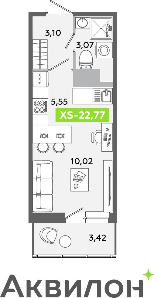 2-комнатная квартира с отделкой в ЖК Таллинский парк на 8 этаже в 1 секции. Сдача в 4 кв. 2024 г.