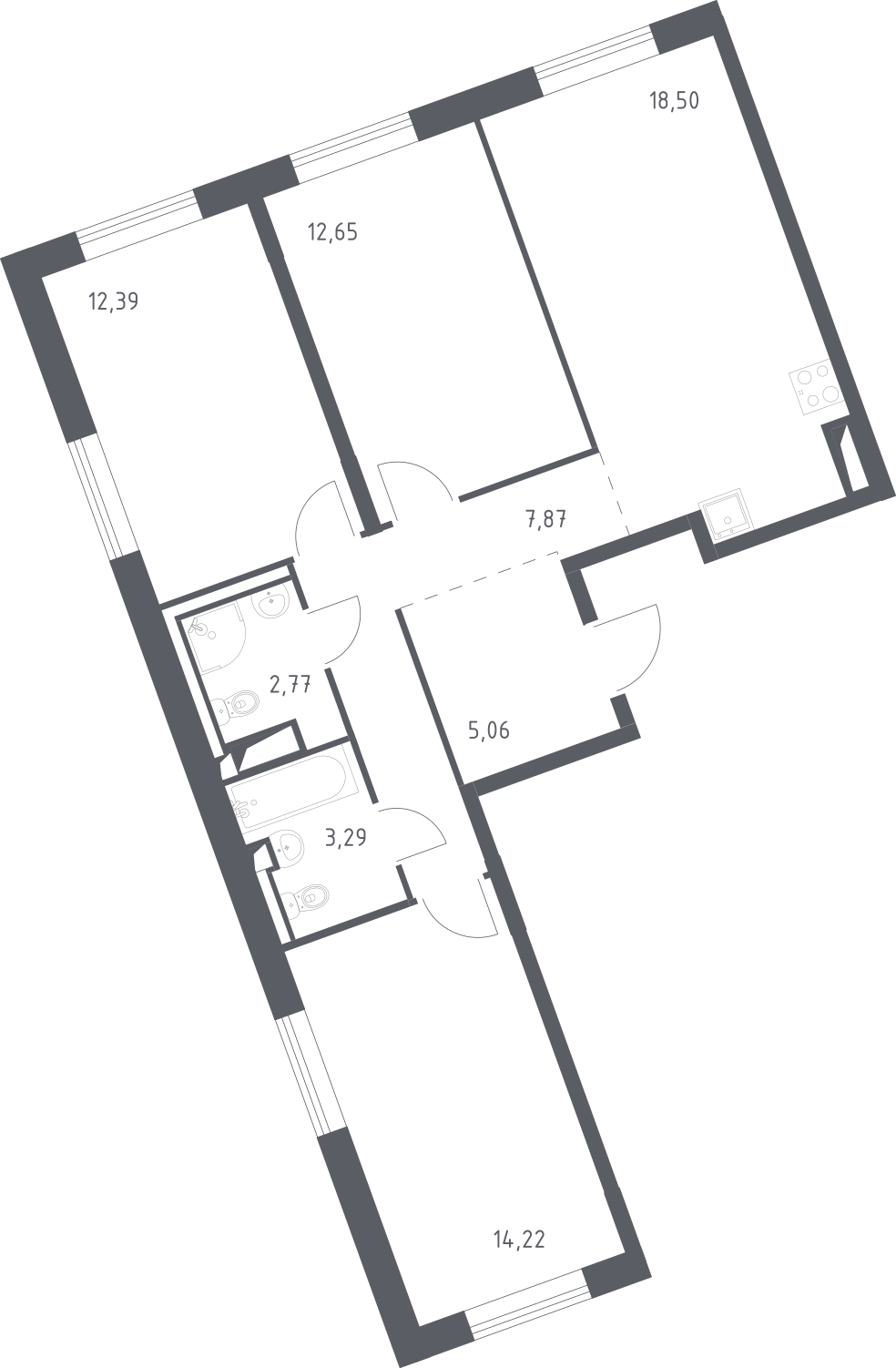 3-комнатная квартира с отделкой в ЖК Квартал Лаголово на 9 этаже в 7 секции. Сдача в 4 кв. 2025 г.