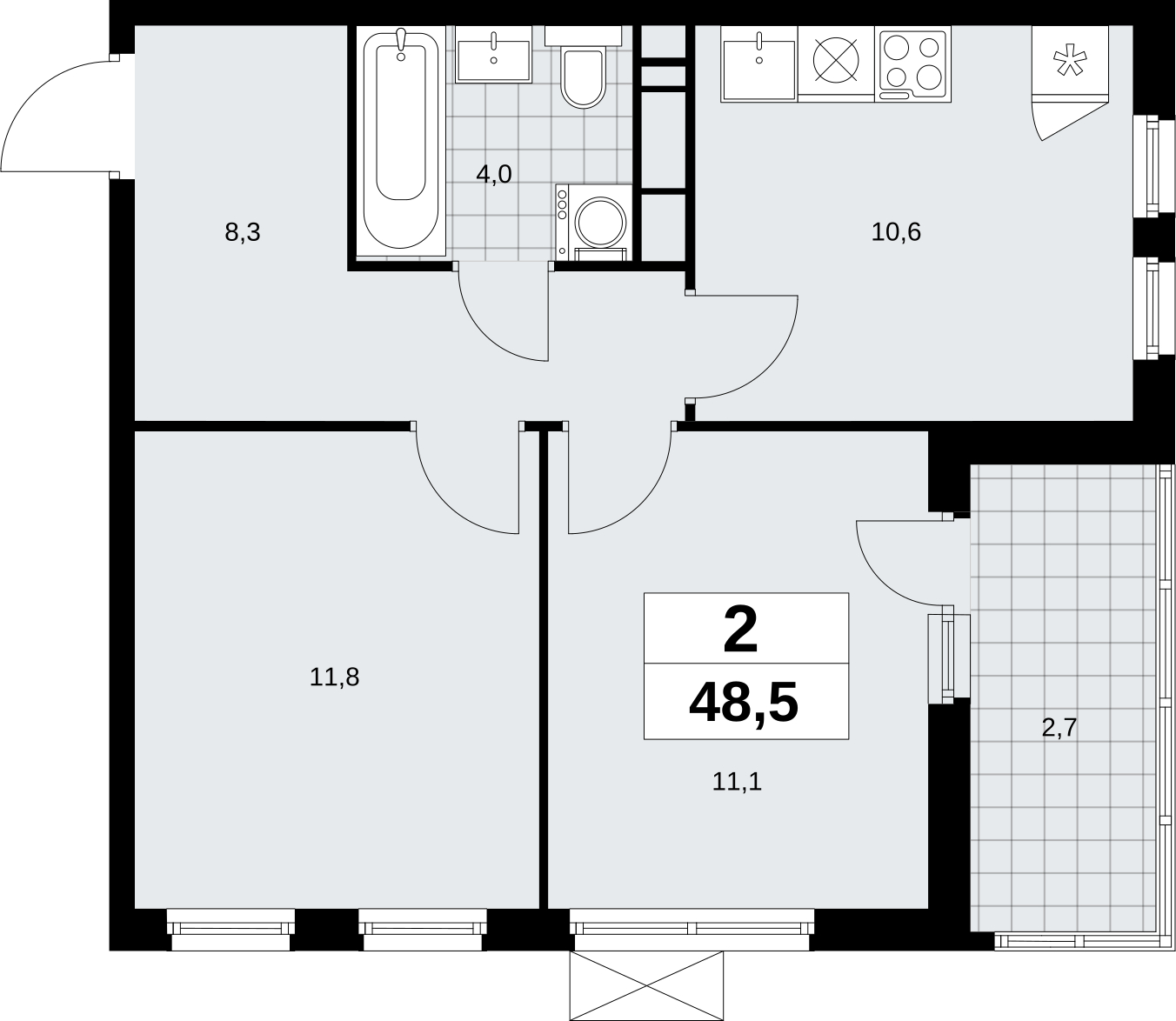 4-комнатная квартира в ЖК Скандинавия на 14 этаже в 1 секции. Сдача в 4 кв. 2026 г.