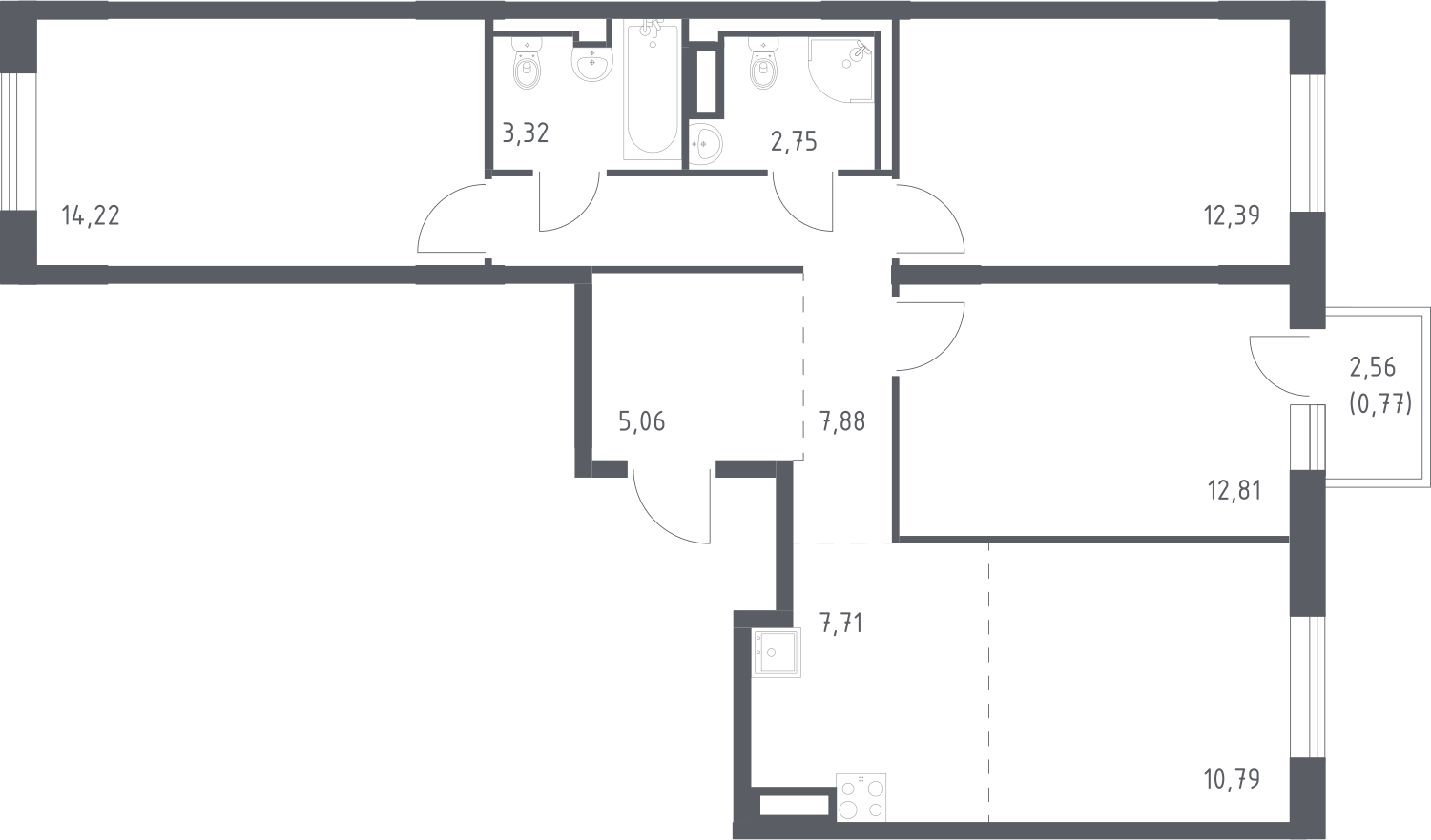 1-комнатная квартира (Студия) с отделкой в ЖК Аквилон ЯНИНО на 5 этаже в 1 секции. Сдача в 4 кв. 2026 г.