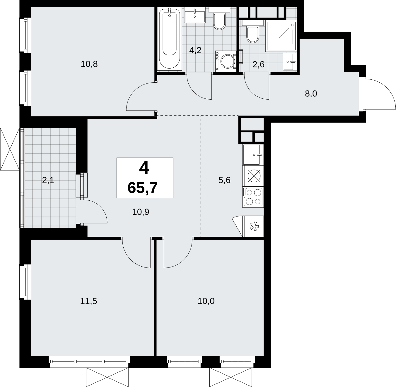 1-комнатная квартира (Студия) с отделкой в ЖК Скандинавия на 14 этаже в 2 секции. Сдача в 1 кв. 2027 г.
