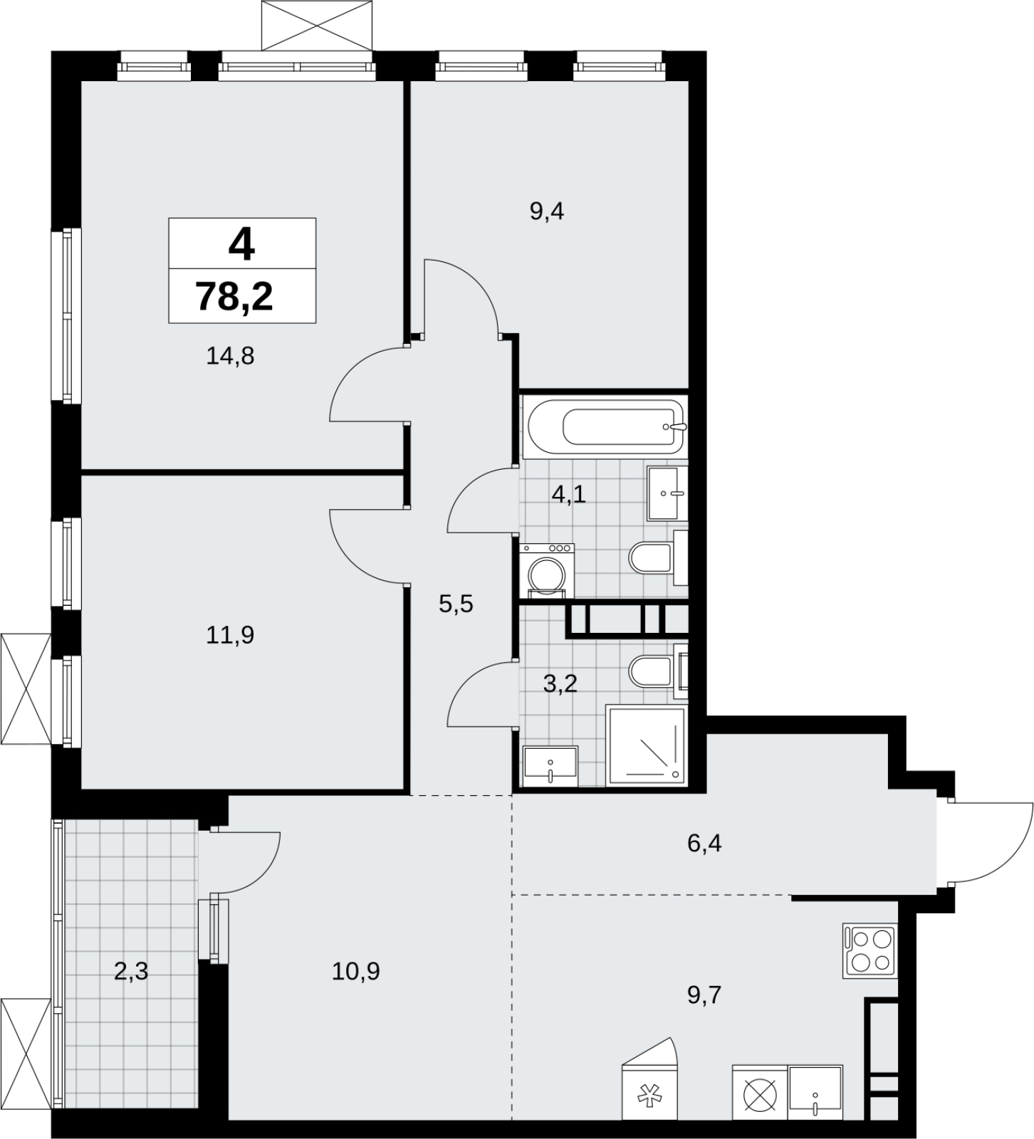 3-комнатная квартира с отделкой в ЖК Скандинавия на 14 этаже в 2 секции. Сдача в 1 кв. 2027 г.