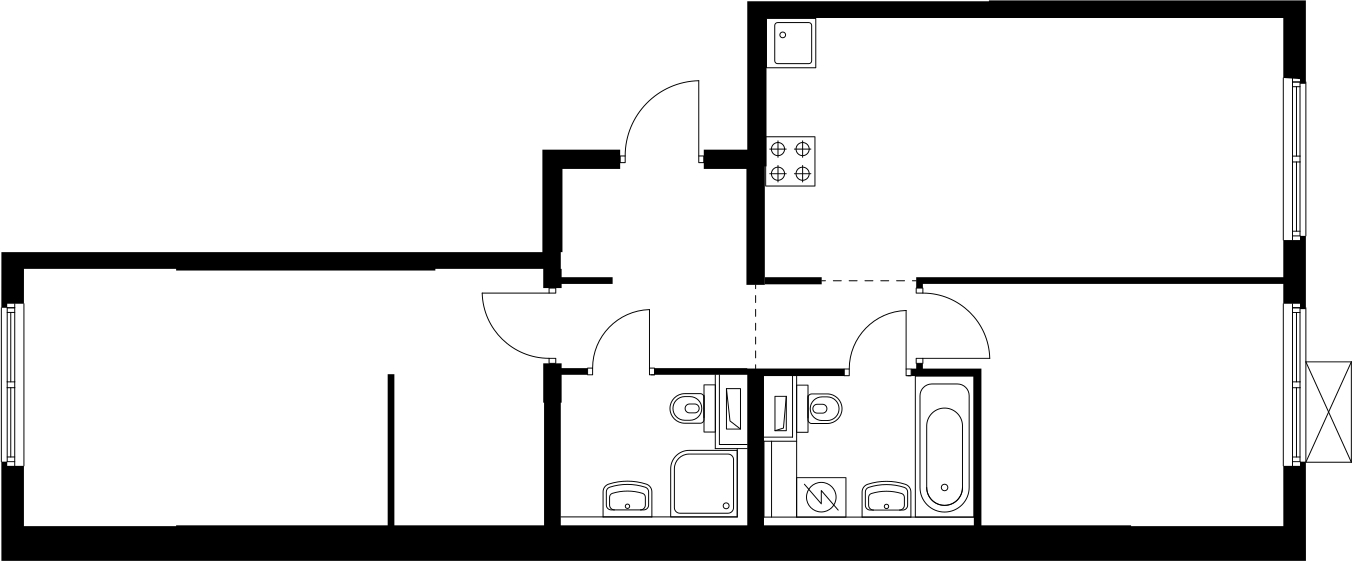 2-комнатная квартира с отделкой в ЖК GloraX Новоселье на 6 этаже в 1 секции. Сдача в 4 кв. 2025 г.