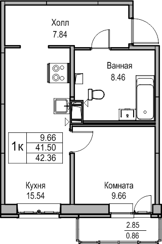 4-комнатная квартира в ЖК Twelve на 13 этаже в 1 секции. Сдача в 1 кв. 2026 г.