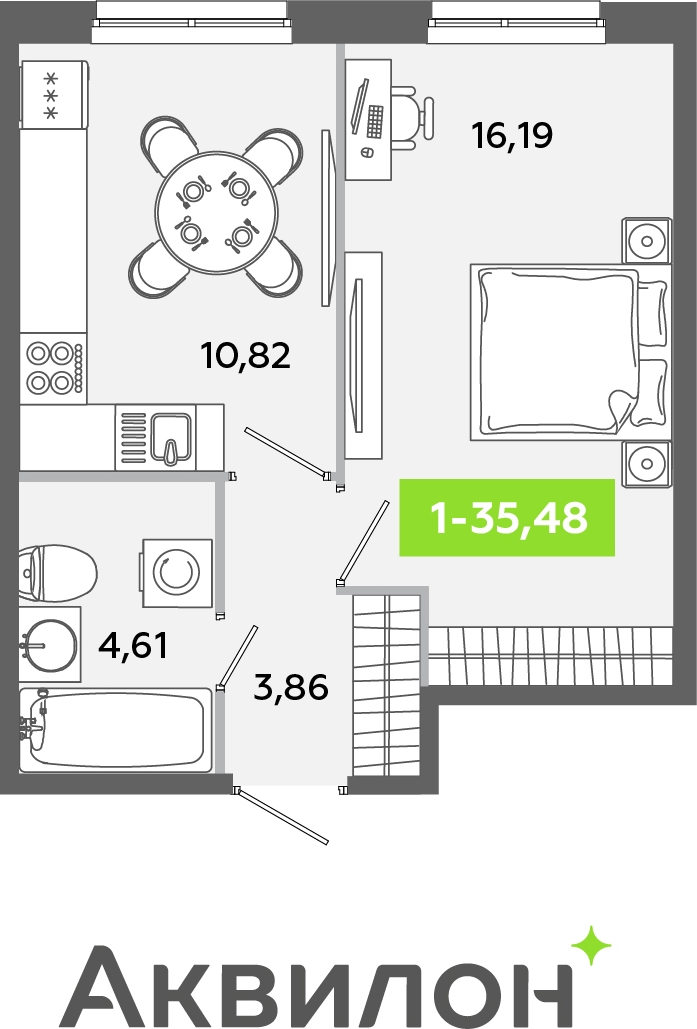 3-комнатная квартира в ЖК Twelve на 3 этаже в 1 секции. Сдача в 1 кв. 2026 г.