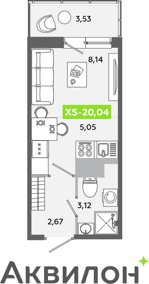 1-комнатная квартира с отделкой в ЖК Таллинский парк на 9 этаже в 4 секции. Сдача в 3 кв. 2025 г.