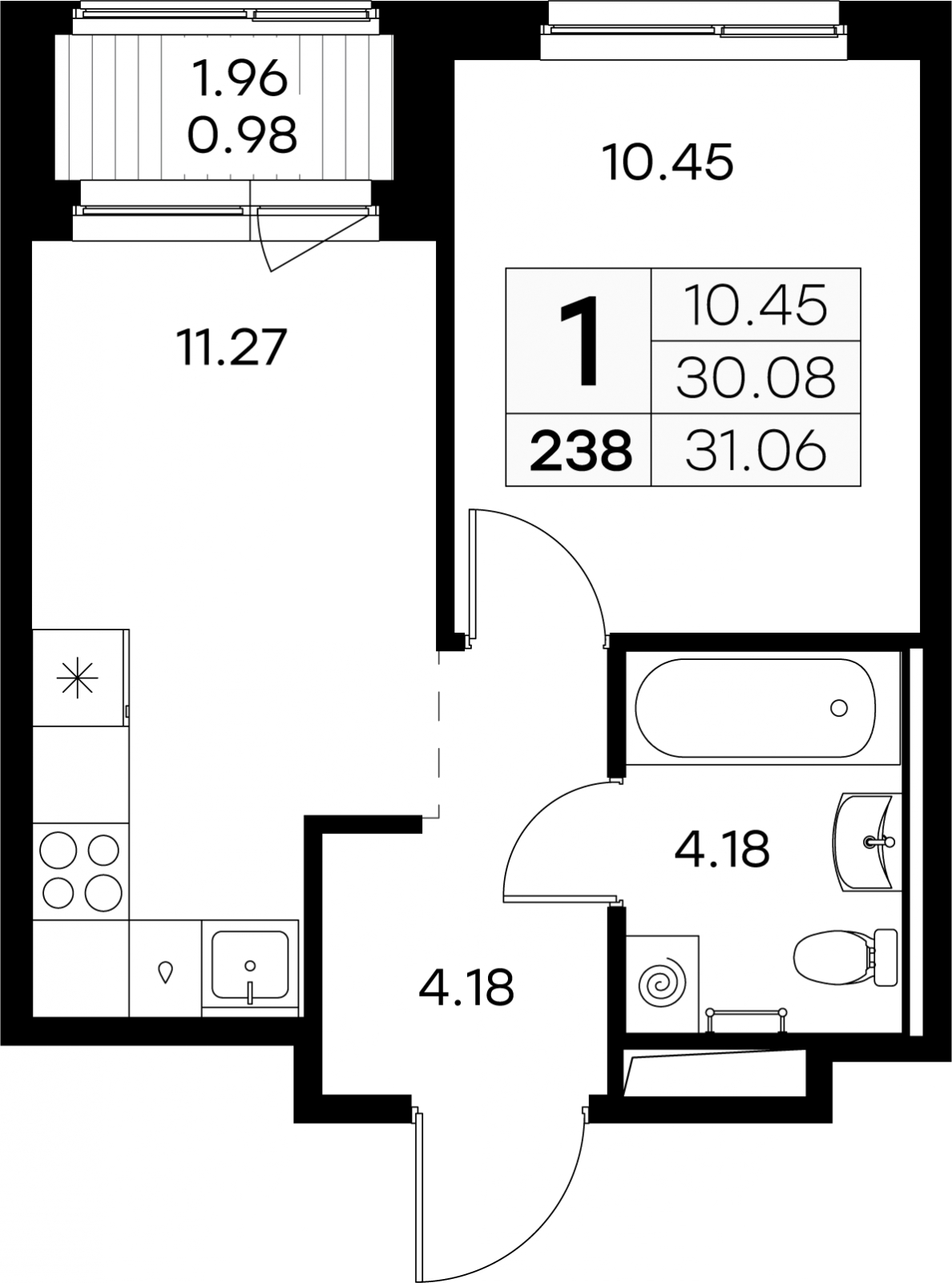 2-комнатная квартира в ЖК Приморский квартал на 4 этаже в 3 секции. Сдача в 2 кв. 2025 г.