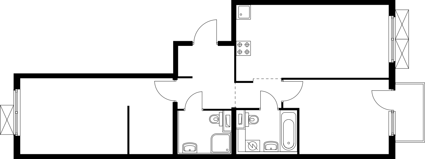 1-комнатная квартира (Студия) с отделкой в ЖК GloraX Новоселье на 4 этаже в 1 секции. Сдача в 4 кв. 2025 г.
