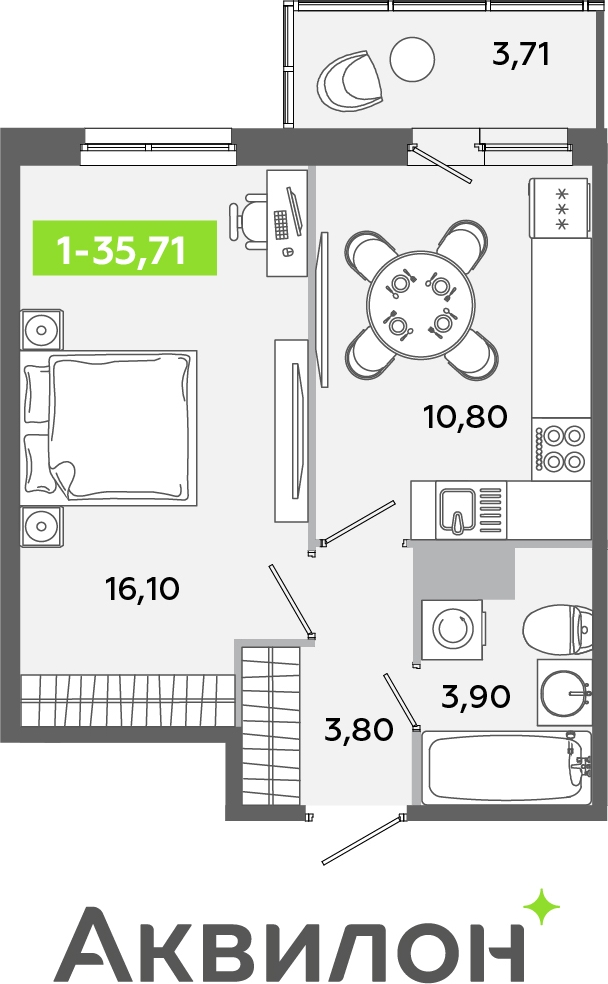 1-комнатная квартира с отделкой в ЖК Янинский лес на 1 этаже в 1 секции. Сдача в 1 кв. 2026 г.