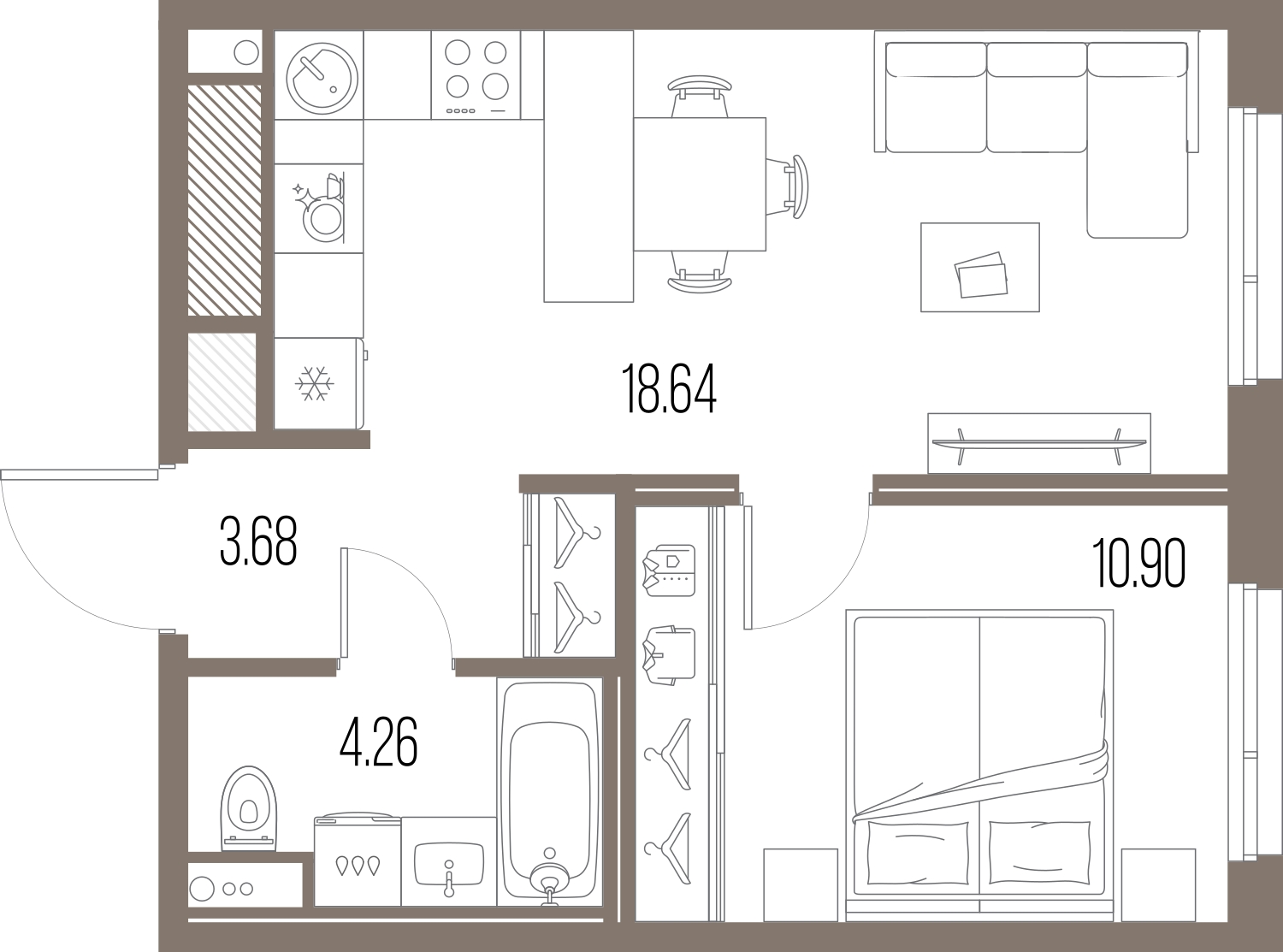 1-комнатная квартира с отделкой в ЖК Янинский лес на 15 этаже в 1 секции. Сдача в 1 кв. 2026 г.