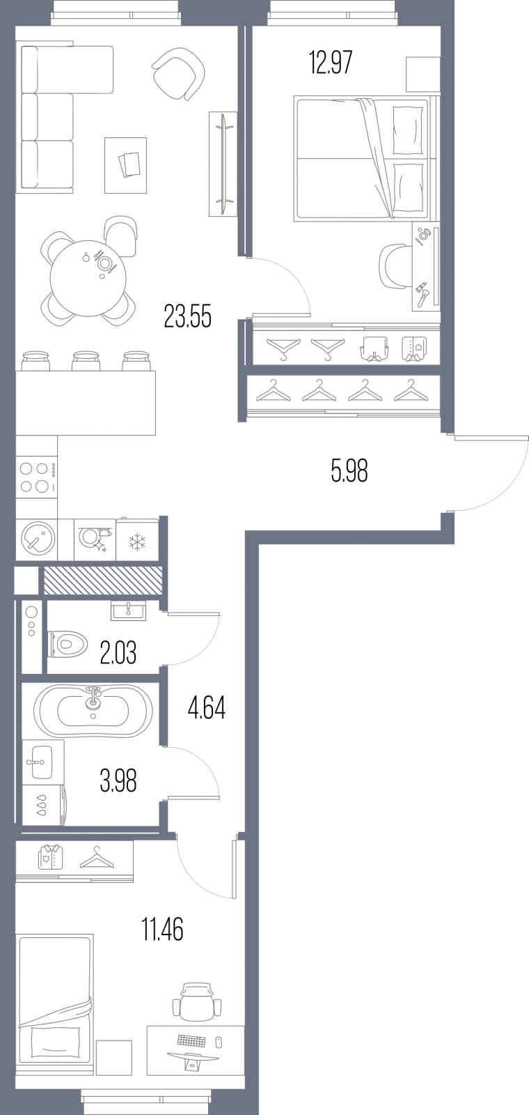 1-комнатная квартира (Студия) с отделкой в ЖК Янинский лес на 11 этаже в 1 секции. Сдача в 1 кв. 2026 г.