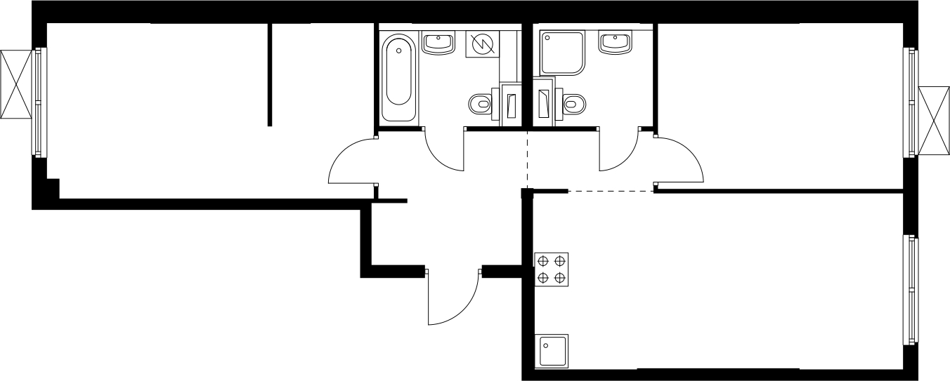 3-комнатная квартира в ЖК EVER на 18 этаже в 1 секции. Сдача в 3 кв. 2025 г.
