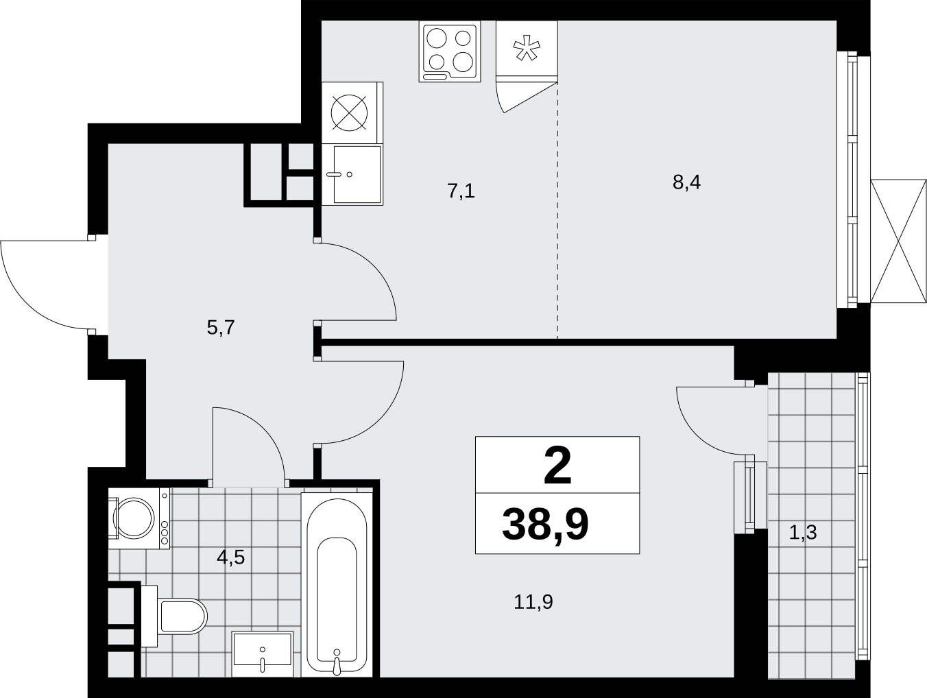 1-комнатная квартира с отделкой в ЖК Скандинавия на 7 этаже в 1 секции. Сдача в 1 кв. 2027 г.