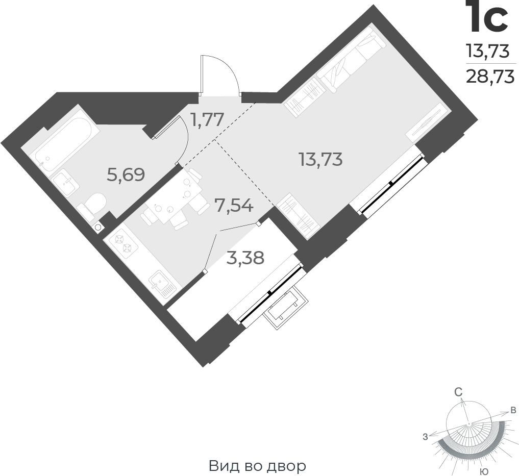 2-комнатная квартира с отделкой в ЖК Янинский лес на 14 этаже в 1 секции. Сдача в 4 кв. 2024 г.