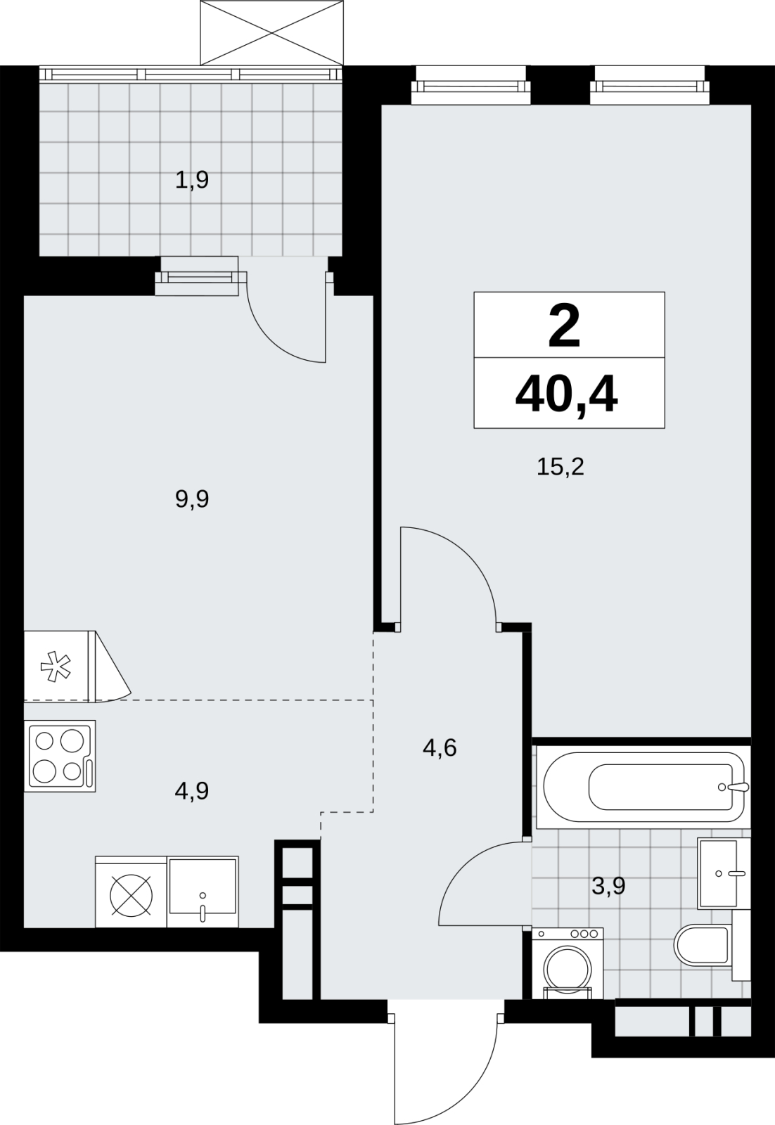 4-комнатная квартира в ЖК Headliner на 16 этаже в 2 секции. Сдача в 4 кв. 2022 г.