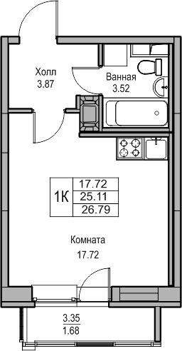 1-комнатная квартира с отделкой в ЖК Янинский лес на 3 этаже в 1 секции. Сдача в 1 кв. 2026 г.