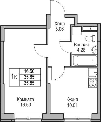 2-комнатная квартира с отделкой в ЖК Юнтолово на 13 этаже в 1 секции. Сдача в 2 кв. 2026 г.