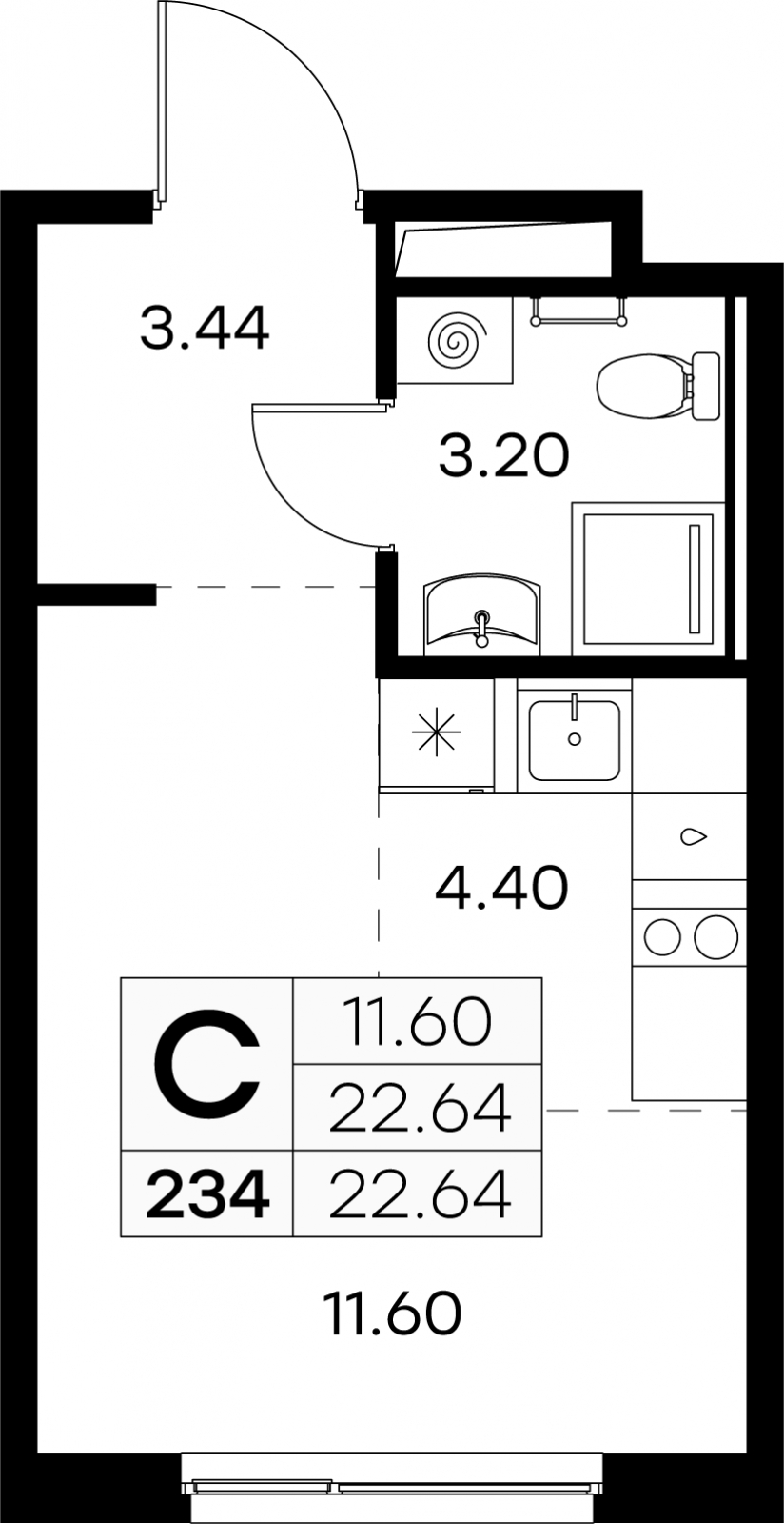 4-комнатная квартира в ЖК Twelve на 15 этаже в 1 секции. Сдача в 1 кв. 2026 г.
