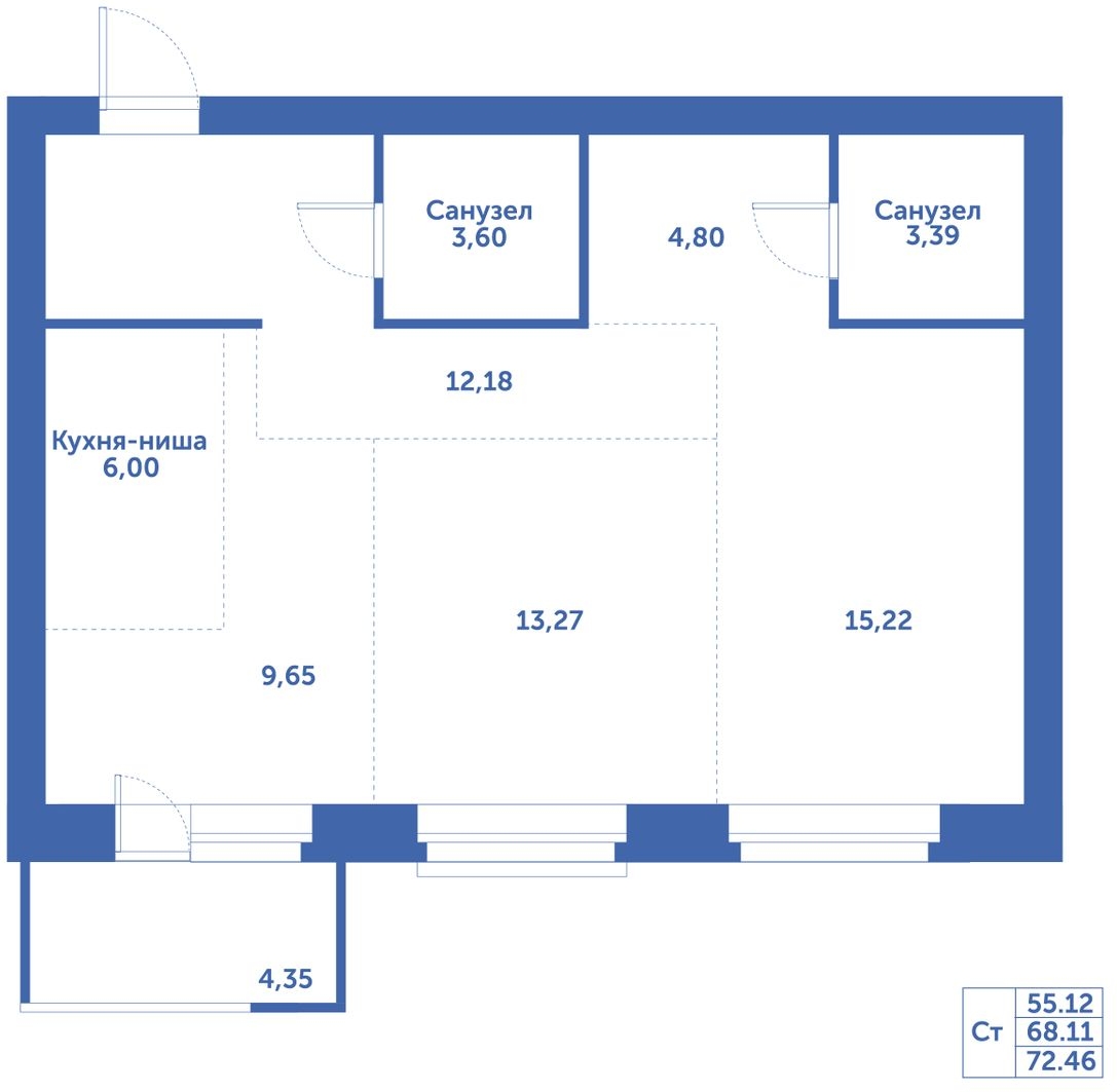 1-комнатная квартира (Студия) с отделкой в ЖК Таллинский парк на 10 этаже в 4 секции. Сдача в 3 кв. 2025 г.