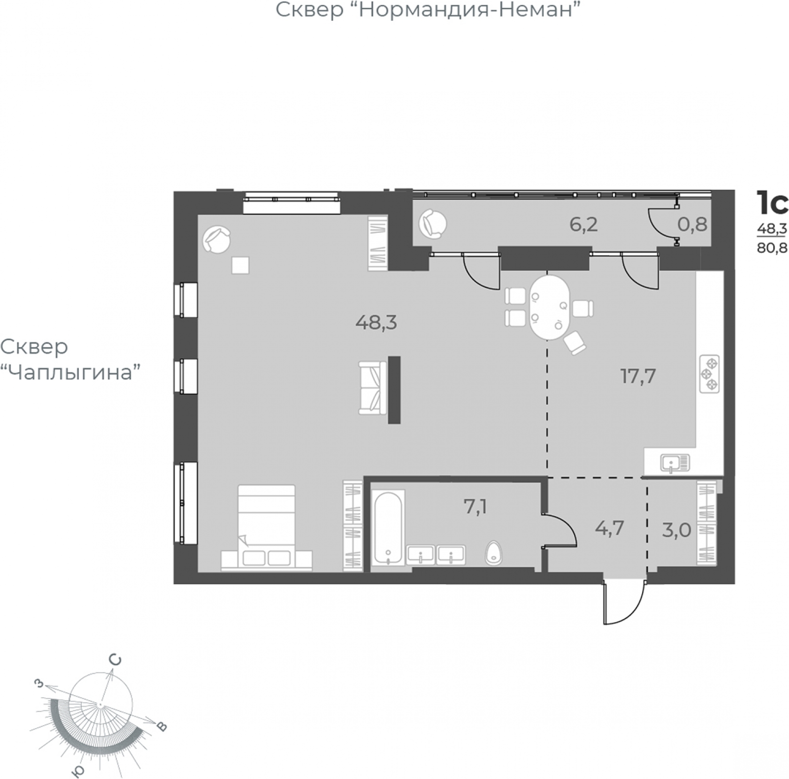 1-комнатная квартира с отделкой в ЖК Таллинский парк на 10 этаже в 2 секции. Сдача в 4 кв. 2024 г.