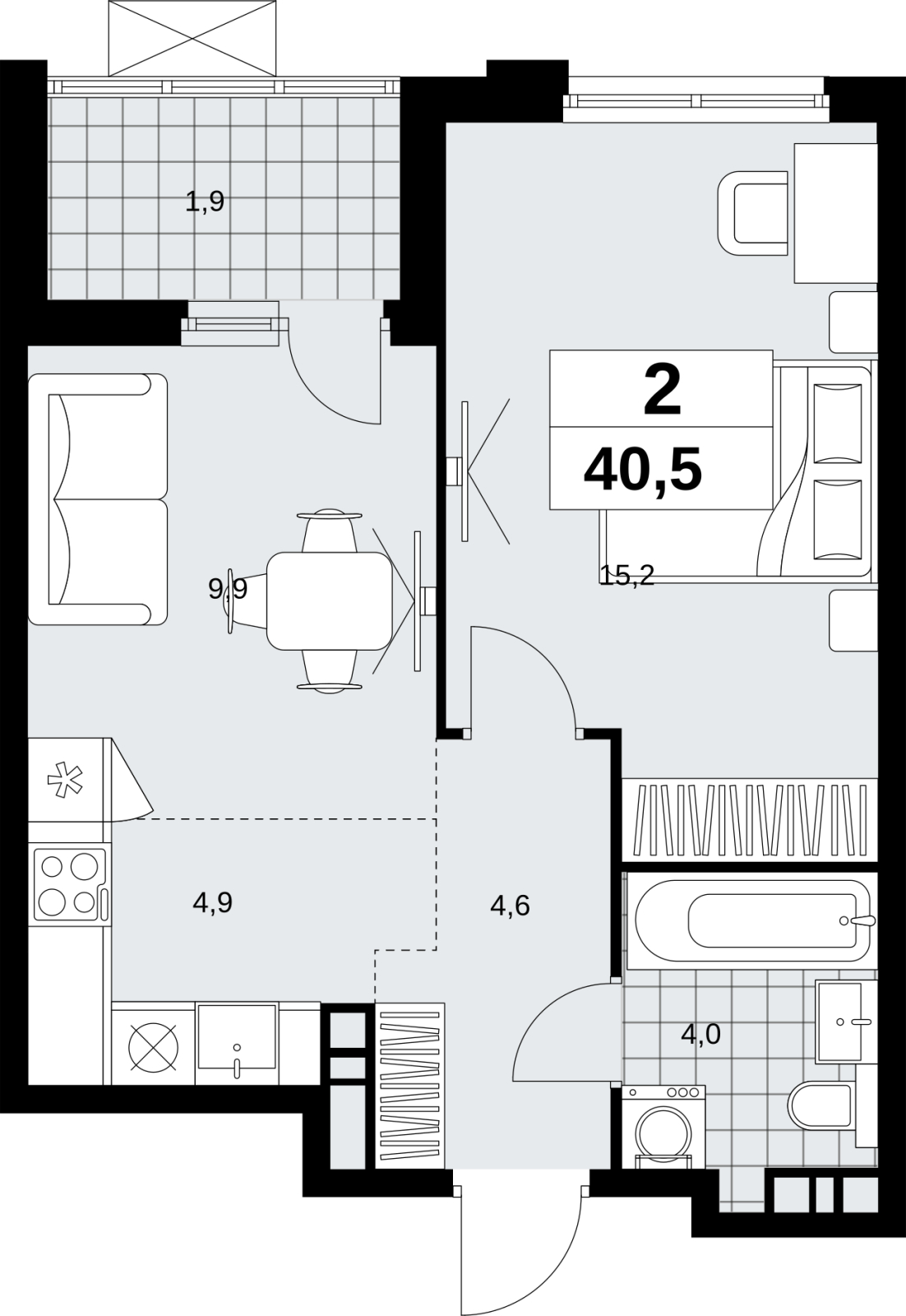 1-комнатная квартира (Студия) с отделкой в ЖК Скандинавия на 14 этаже в 1 секции. Сдача в 1 кв. 2027 г.