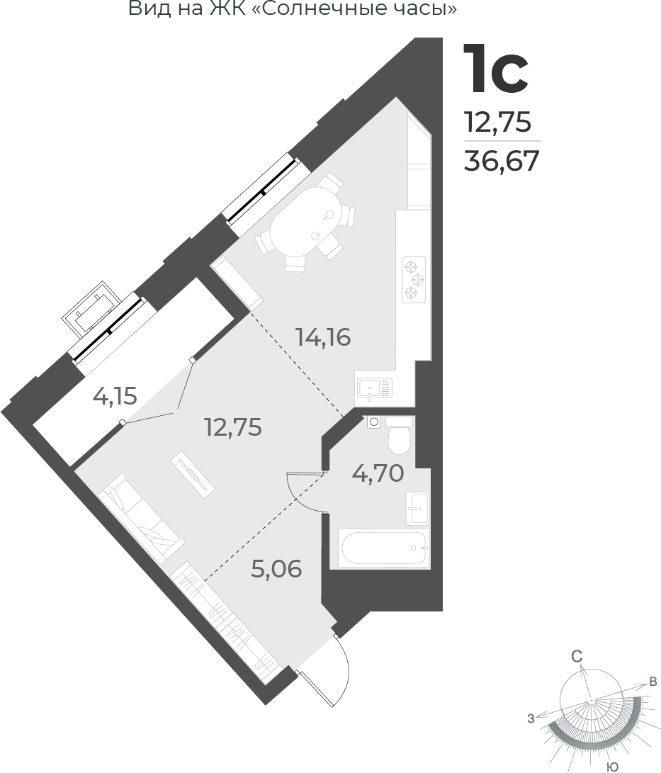 1-комнатная квартира с отделкой в ЖК Таллинский парк на 8 этаже в 4 секции. Сдача в 3 кв. 2025 г.