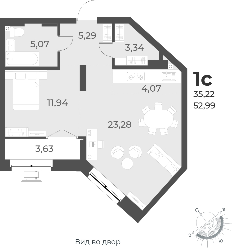2-комнатная квартира с отделкой в ЖК Аквилон ЯНИНО на 11 этаже в 1 секции. Сдача в 4 кв. 2026 г.