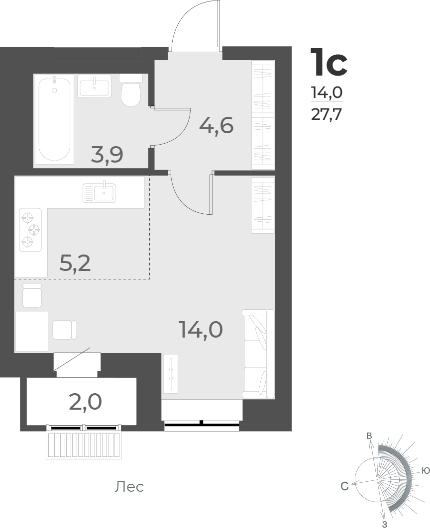 1-комнатная квартира с отделкой в ЖК Таллинский парк на 11 этаже в 1 секции. Сдача в 4 кв. 2024 г.