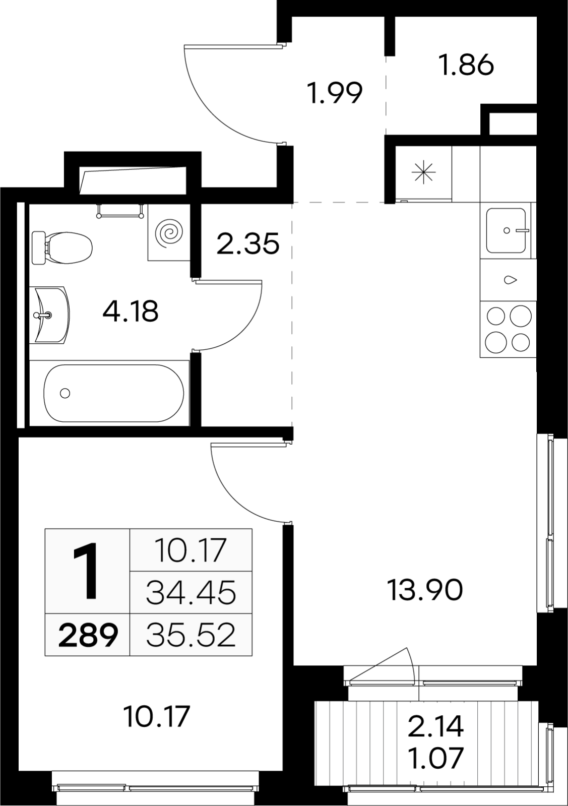 1-комнатная квартира с отделкой в ЖК Таллинский парк на 10 этаже в 3 секции. Сдача в 4 кв. 2024 г.