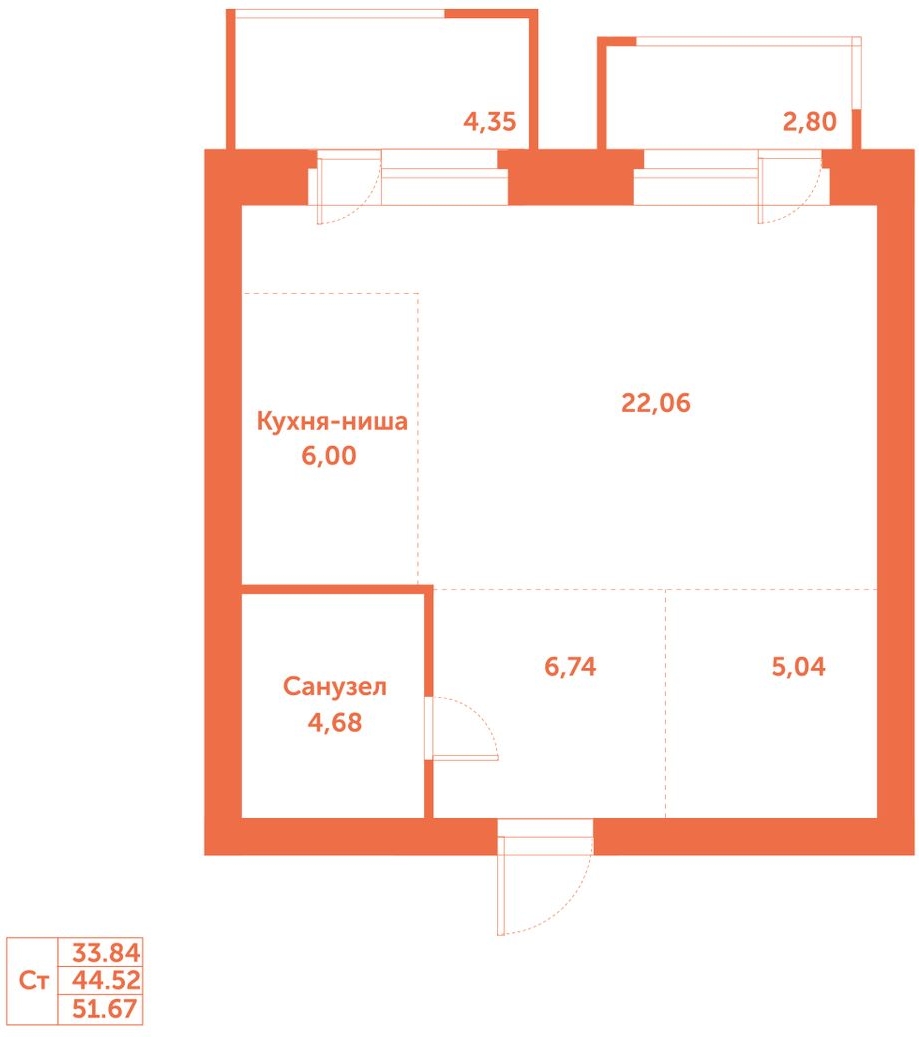 1-комнатная квартира (Студия) с отделкой в ЖК Таллинский парк на 7 этаже в 4 секции. Сдача в 3 кв. 2025 г.