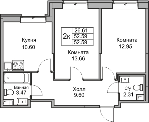 1-комнатная квартира с отделкой в ЖК Таллинский парк на 8 этаже в 2 секции. Сдача в 3 кв. 2025 г.
