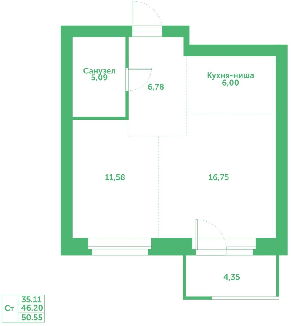2-комнатная квартира с отделкой в ЖК Аквилон ЯНИНО на 9 этаже в 1 секции. Сдача в 4 кв. 2026 г.