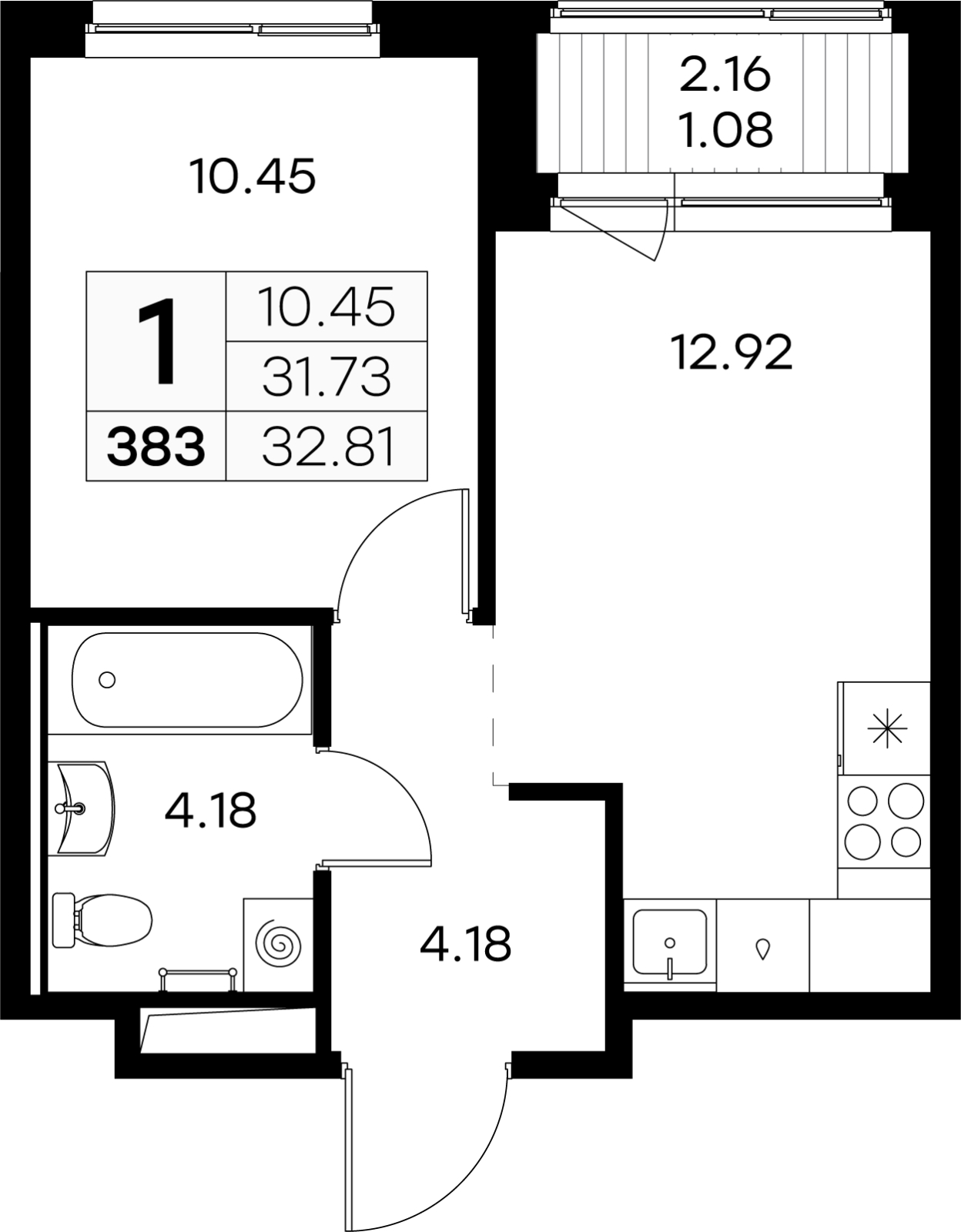 1-комнатная квартира с отделкой в ЖК GloraX Новоселье на 8 этаже в 1 секции. Сдача в 4 кв. 2025 г.