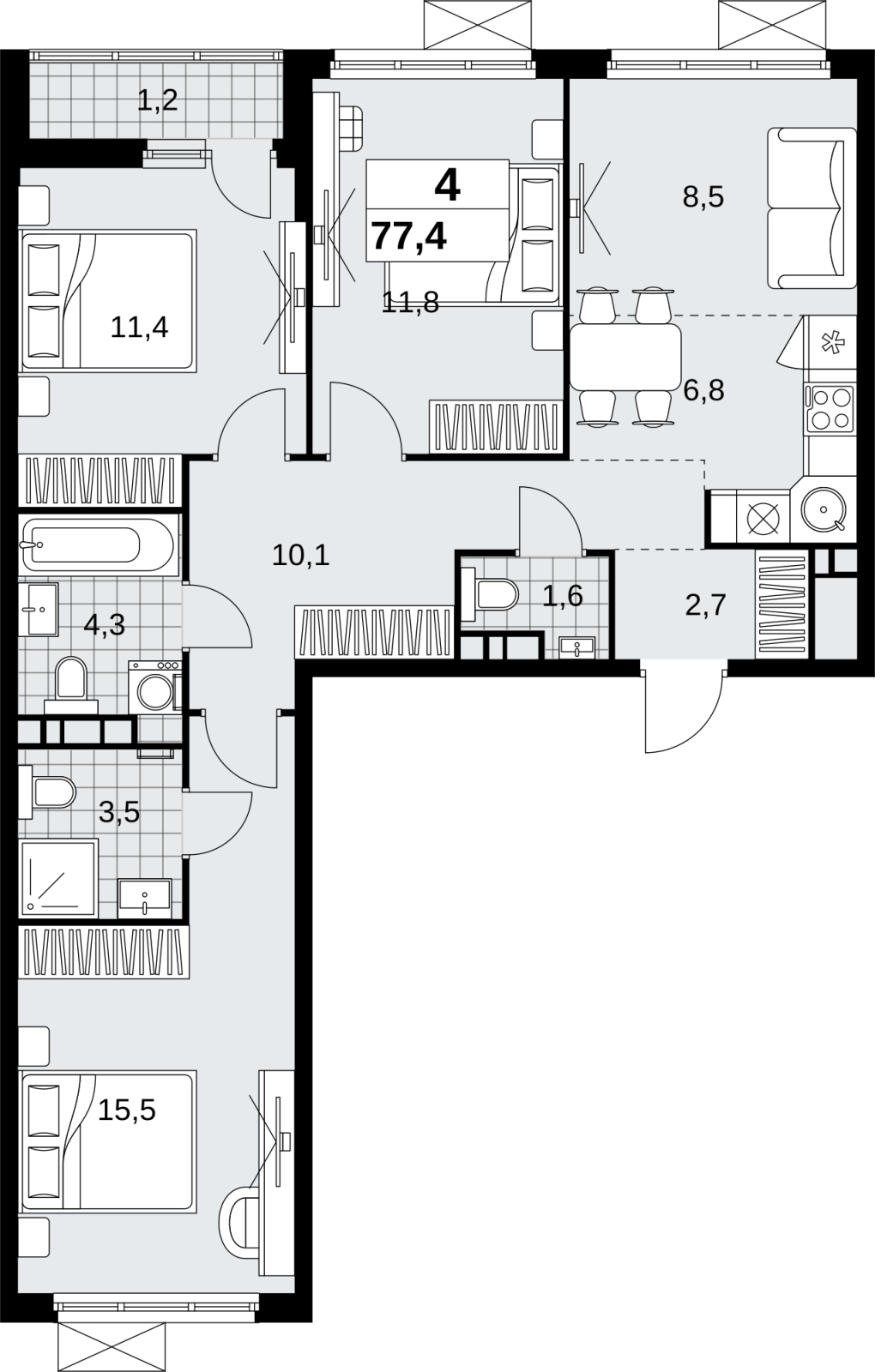 4-комнатная квартира с отделкой в ЖК Скандинавия на 8 этаже в 2 секции. Сдача в 1 кв. 2027 г.