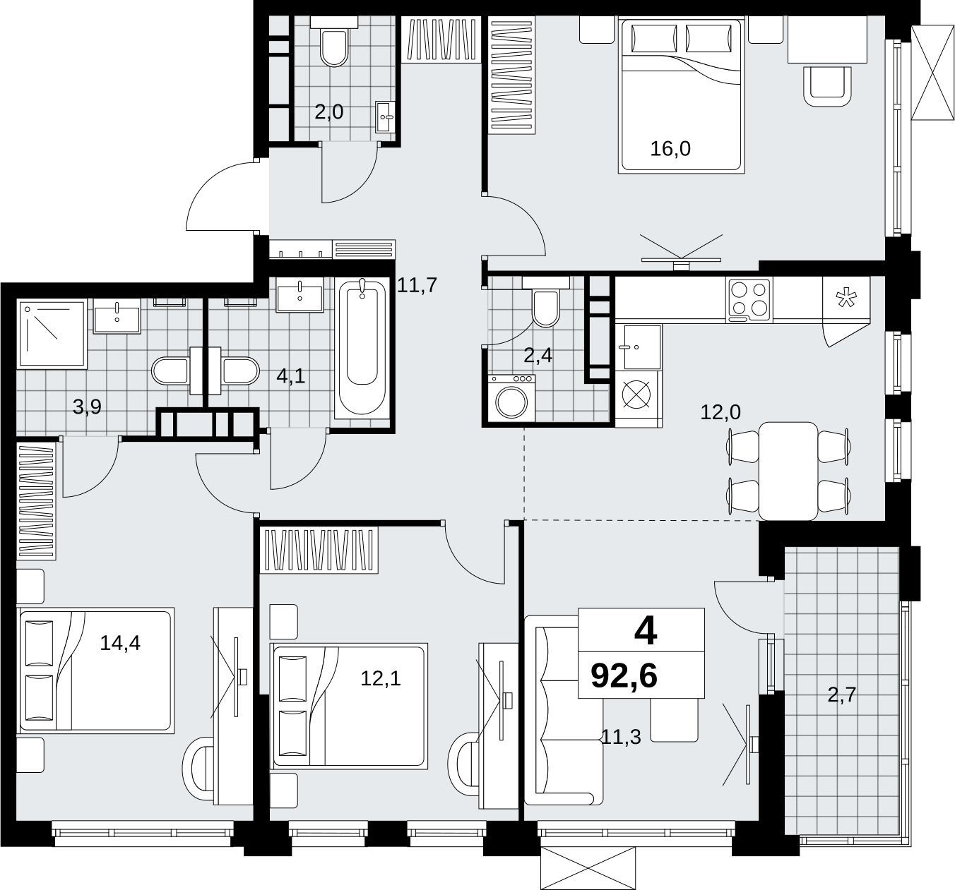 2-комнатная квартира с отделкой в ЖК Скандинавия на 8 этаже в 2 секции. Сдача в 1 кв. 2027 г.