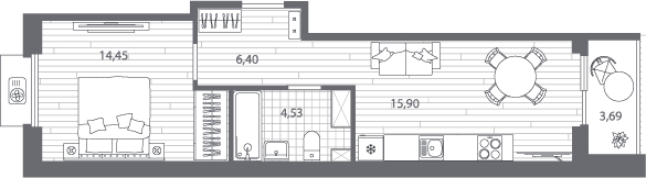 1-комнатная квартира с отделкой в ЖК Таллинский парк на 11 этаже в 3 секции. Сдача в 4 кв. 2024 г.