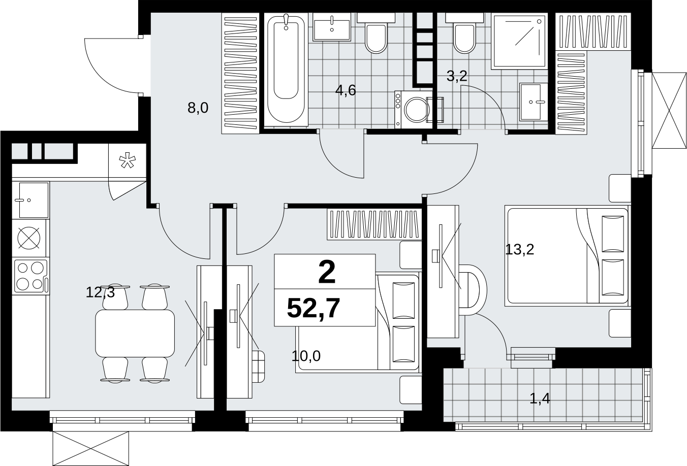 3-комнатная квартира с отделкой в ЖК Скандинавия на 2 этаже в 1 секции. Сдача в 1 кв. 2027 г.