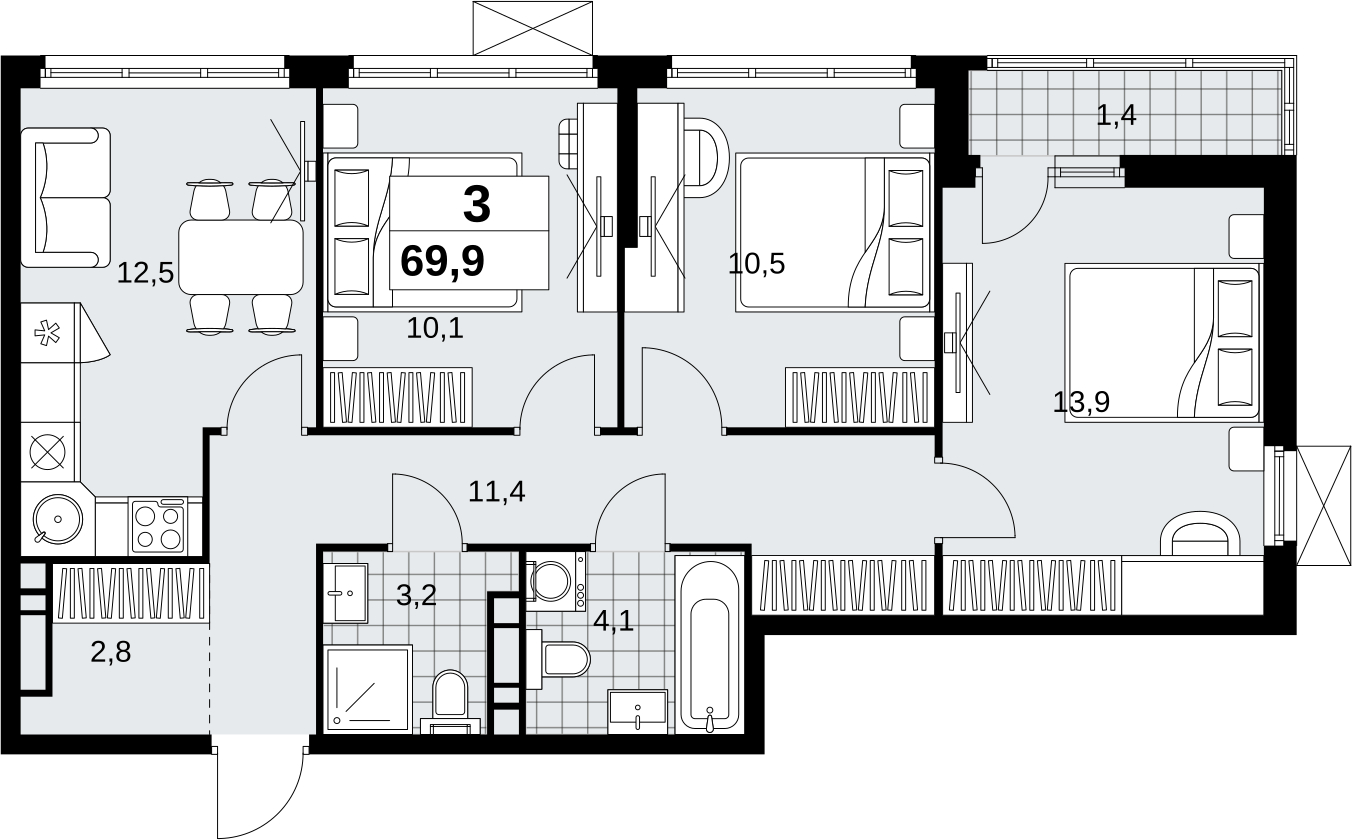 1-комнатная квартира (Студия) в ЖК Скандинавия на 10 этаже в 1 секции. Сдача в 4 кв. 2026 г.