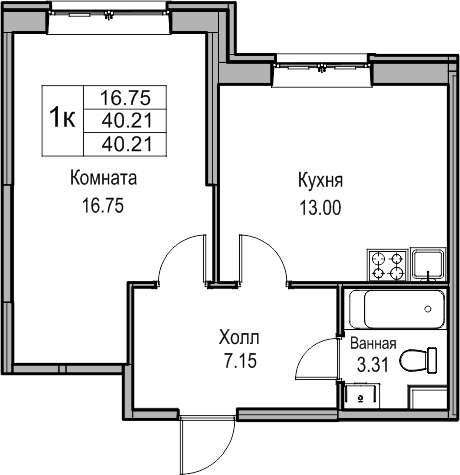 1-комнатная квартира (Студия) с отделкой в ЖК Юнтолово на 4 этаже в 1 секции. Сдача в 2 кв. 2026 г.