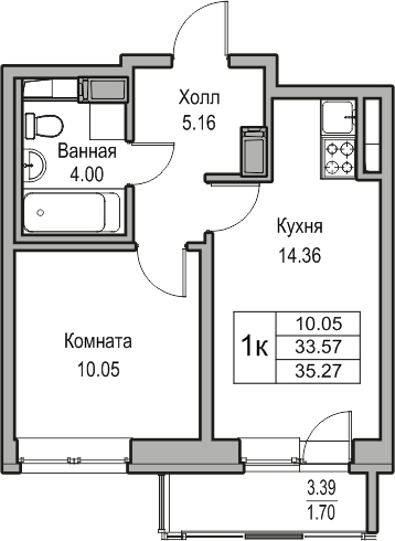 1-комнатная квартира (Студия) с отделкой в ЖК Таллинский парк на 7 этаже в 3 секции. Сдача в 3 кв. 2025 г.
