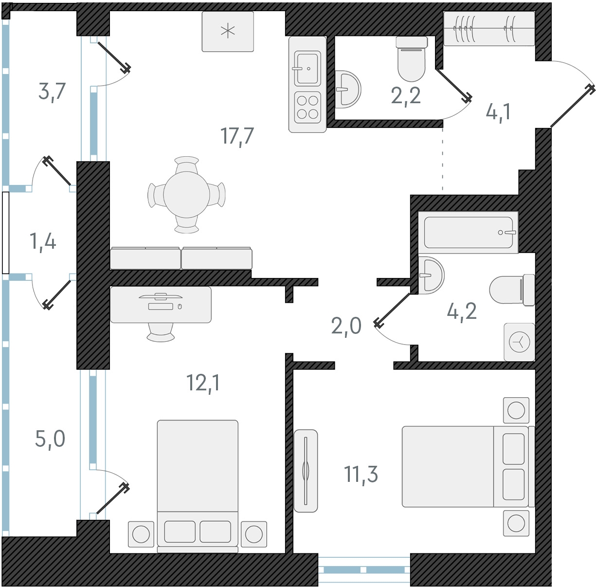 1-комнатная квартира с отделкой в ЖК Таллинский парк на 11 этаже в 1 секции. Сдача в 4 кв. 2024 г.