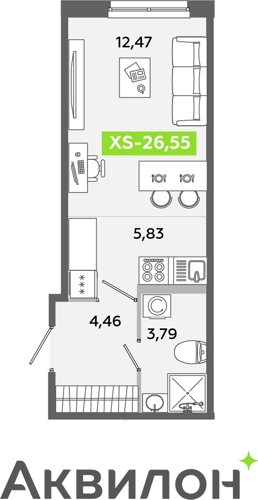 2-комнатная квартира с отделкой в ЖК Юнтолово на 8 этаже в 1 секции. Сдача в 2 кв. 2026 г.