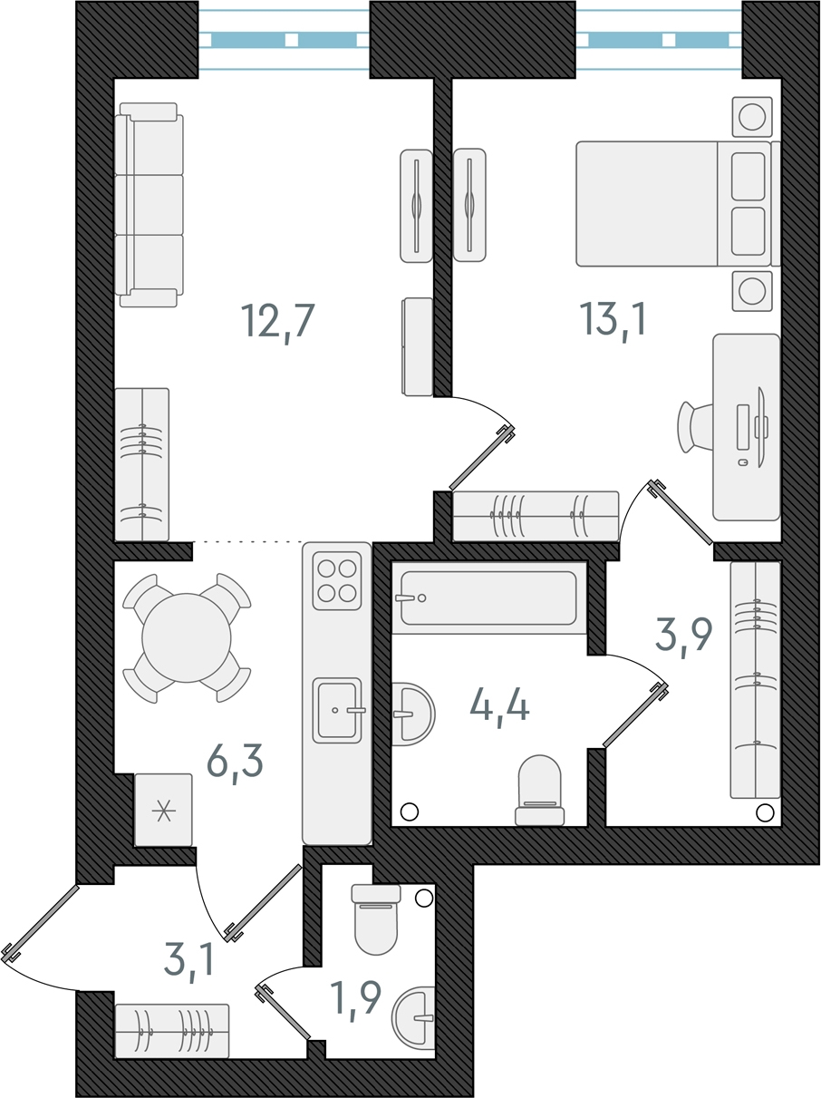2-комнатная квартира с отделкой в ЖК Таллинский парк на 9 этаже в 1 секции. Сдача в 4 кв. 2024 г.