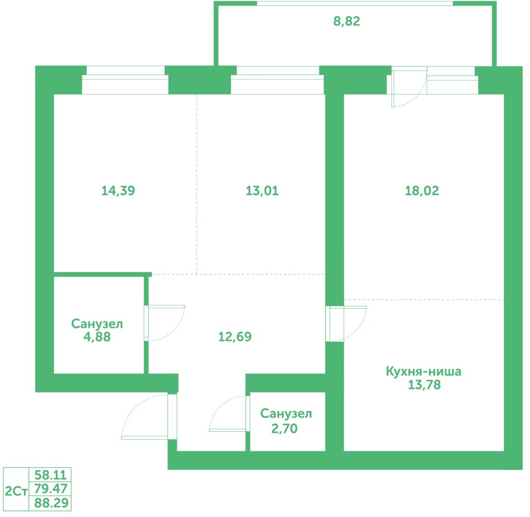 1-комнатная квартира с отделкой в ЖК Таллинский парк на 9 этаже в 2 секции. Сдача в 4 кв. 2024 г.