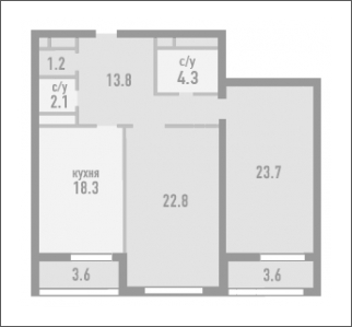2-комнатная квартира в ЖК Розмарин на 9 этаже в 4 секции. Дом сдан.