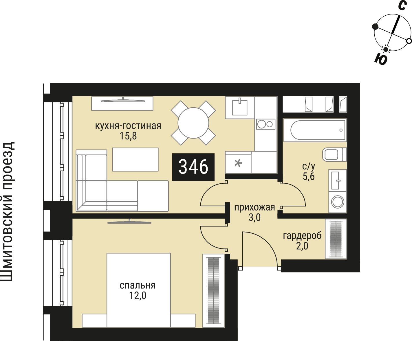 1-комнатная квартира в ЖК Шелепиха на 2 этаже в Б секции. Сдача в 2 кв. 2026 г.