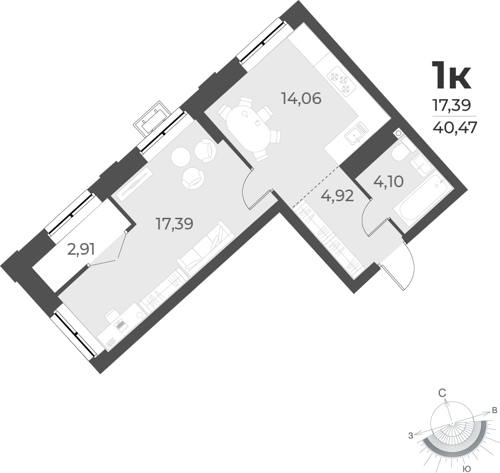 2-комнатная квартира в ЖК Шелепиха на 3 этаже в Б секции. Сдача в 2 кв. 2026 г.