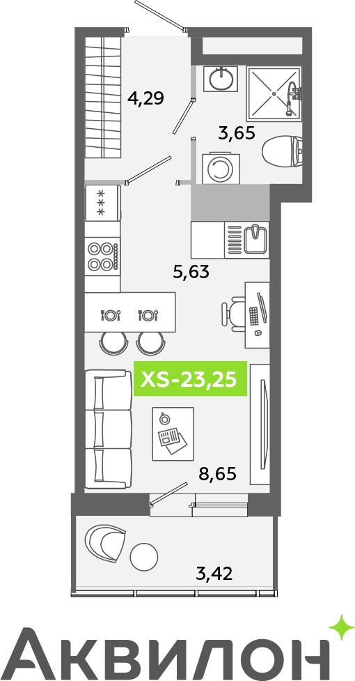 1-комнатная квартира в ЖК Шелепиха на 3 этаже в Б секции. Сдача в 2 кв. 2026 г.