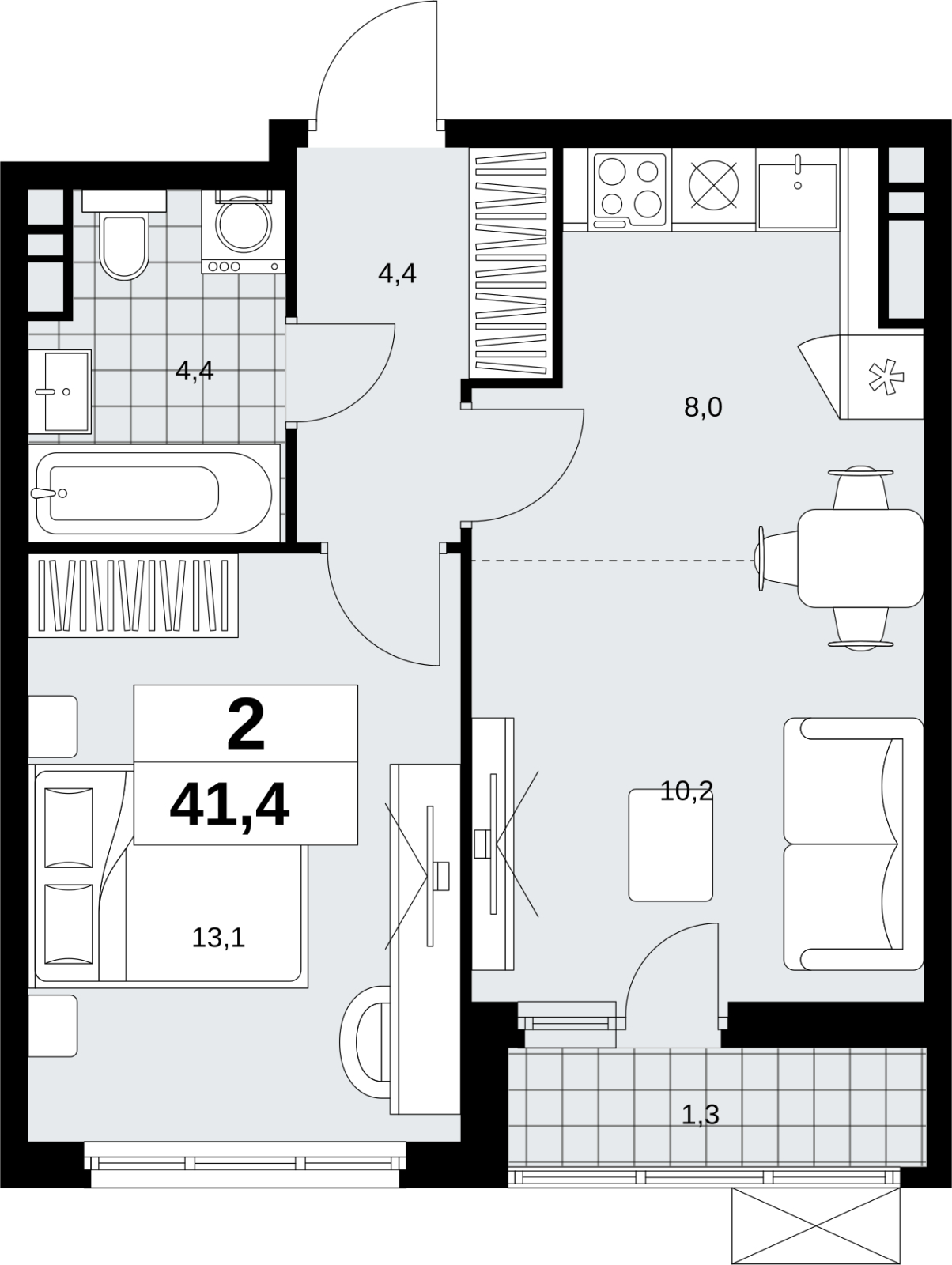 1-комнатная квартира (Студия) с отделкой в ЖК Скандинавия на 11 этаже в 1 секции. Сдача в 1 кв. 2027 г.